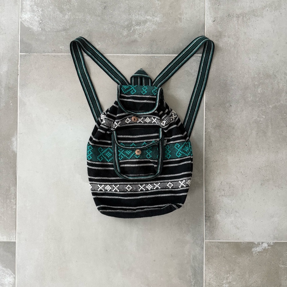 Artesanias Mickey Black and Teal Backpack